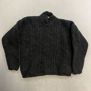 Vintage Blarney Wool Cable Knit Sweater Women's Size Large Black Long Sleeve